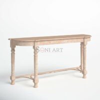 Hosten Natural Solid Wood Console Table | Half-Moon Entryway Table | Soni Art - Image 8