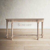 Hosten Natural Solid Wood Console Table | Half-Moon Entryway Console Table | Soni Art | Solid Wood Furniture Online