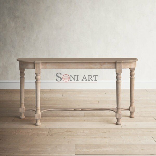 Hosten Natural Solid Wood Console Table | Half-Moon Entryway Console Table | Soni Art | Solid Wood Furniture Online