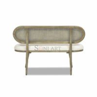 Cona 2-Seater Wooden Cane Back Bench with Upholstery – Japandi Style | Soni Art - Image 8