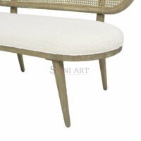 Cona 2-Seater Wooden Cane Back Bench with Upholstery – Japandi Style | Soni Art - Image 6