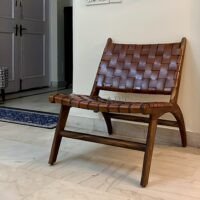 Leather and Solid Wood Upholstered Side Chair Accent Chair - Image 8
