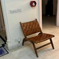 Leather and Solid Wood Upholstered Side Chair Accent Chair - Image 9