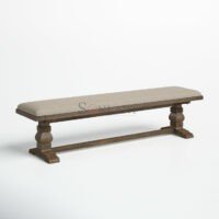 Calder Solid Wood Bench with Trestle Base – Rustic 3-Seater Entryway or Dining Bench | Soni Art - Image 3