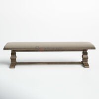 Calder Solid Wood Bench with Trestle Base – Rustic 3-Seater Entryway or Dining Bench | Soni Art | Buy Wooden Bench Online | 3-Seater Wooden bench Online | Wooden Bench with Upholstered Seat | Buy Bedroom Bench Online