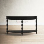Aseen Black Demilune Console Table with Spindle Base Shelf | Entryway Console Table or Hall Table | Soni Art