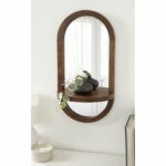 Baflo Capsule Mirror with Shelf – Solid Wood Frame | Bedroom or Hallway Soni Art