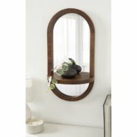 Baflo Capsule Mirror with Shelf – Solid Wood Frame | Bedroom or Hallway Soni Art