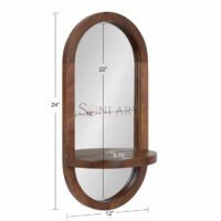 Baflo Capsule Mirror with Shelf – Solid Wood Frame | Bedroom or Hallway Soni Art - Image 3