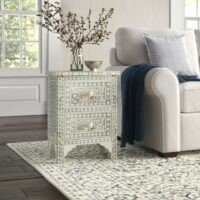 Victor Bone Inlay Storage Cabinet 2 Drawer Accent Chest - Image 3