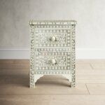 Victor Bone Inlay Storage Cabinet 2 Drawer Accent Chest | Bone Inlay Furniture | Storage Furniture by Soni Art | Bone Inlay Storage Cabinet | Cabinet with 2 Drawers