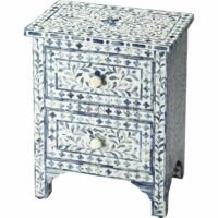 Victor Bone Inlay Storage Cabinet 2 Drawer Accent Chest - Image 2