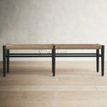 Calilo Solid Mahogany and Seagrass Entryway Bench Coastal 3-Seater Soni Art | Buy Wooden Bench Online | Solid Wood Bench