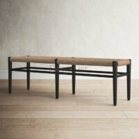 Calilo Solid Mahogany and Seagrass Entryway Bench Coastal 3-Seater Soni Art - Image 3