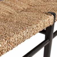 Calilo Solid Mahogany and Seagrass Entryway Bench Coastal 3-Seater Soni Art - Image 4