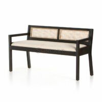 Ashley Solid Wood Natural Wood Cane Fitted Bench For Living Room Dining Room Hallway - Image 4