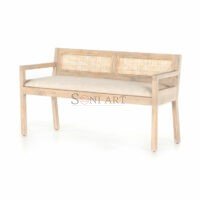 Ashley Solid Wood Natural Wood Cane Fitted Bench For Living Room Dining Room Hallway - Image 3