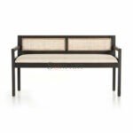 Ashley Solid Wood Natural Wood Cane Fitted Bench For Living Room Dining Room Hallway | Wooden Bench | Solid Wood Bench | 3-Seater Wooden Bench | Cane Bench | Soni Art