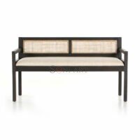 Ashley Solid Wood Natural Wood Cane Fitted Bench For Living Room Dining Room Hallway | Wooden Bench | Solid Wood Bench | 3-Seater Wooden Bench | Cane Bench | Soni Art