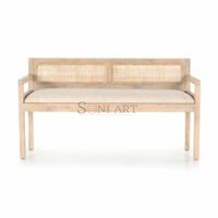 Ashley Solid Wood Natural Wood Cane Fitted Bench For Living Room Dining Room Hallway - Image 2