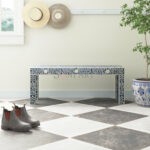 Flowery Bone Inlay Wooden Bench 47 Inches | Buy Wooden Bench Online | Bone Inlay Furniture Online | Bone Inlay Seating Furniture Online | Soni Art