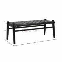 Breda Genuine Leather Bench in Solid Wood – 45" Modern Entryway Bedroom Bench | Soni Art - Image 3