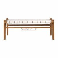 Breda Genuine Leather Bench in Solid Wood – 45" Modern Entryway Bedroom Bench | Soni Art - Image 2