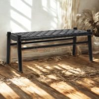 Breda Genuine Leather Bench in Solid Wood – 45" Modern Entryway Bedroom Bench | Soni Art | Luxury Entryway Seating | Genuine Leather Bench | Solid Wood Bedroom Bench | Soni Art