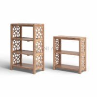 Mosaic Solid Wood Bookcase Set – 2-Tier 3-Tier Geometric Shelving Units for Living Room Office | Soni Art - Image 3