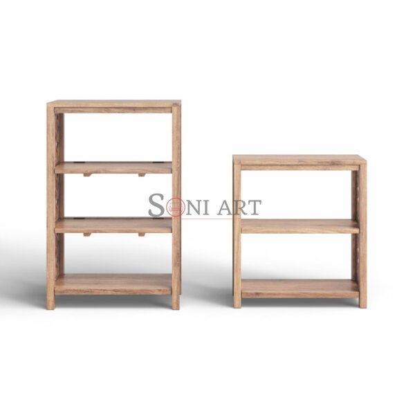 Mosaic Solid Wood Bookcase Set – 2-Tier 3-Tier Geometric Shelving Units for Living Room Office | Soni Art | Wooden Bookcase Set | 3 tier bookcase | 2 tier bookcase | Wooden Bookcase | Soni Art