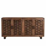 Aurelle 70” Solid Wood Sideboard – Hand-Carved Floral Cabinet with Shelves | Soni Art | Buy Wooden Cabinet Online | Wooden Sideboard Online | Wooden Storage Cabinets Online