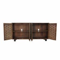 Aurelle 70” Solid Wood Sideboard – Hand-Carved Floral Cabinet with Shelves | Soni Art - Image 3