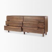 Rochelle Medium Brown Solid Mango Wood 6 Drawer Sideboard Cabinet - Image 2