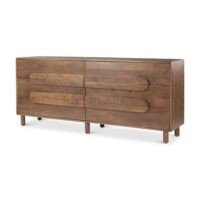 Rochelle Medium Brown Solid Mango Wood 6 Drawer Sideboard Cabinet - Image 11