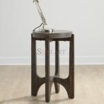 Concreta Rustic Brown Wooden Concrete Top Side Table | Side Table for Living Room | Wooden Side Table | Soni Art