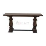 Kapel Double Pedestal Base Mango Wood Console Table | Buy Wooden Console Table Online | Entryway Console Table | Console Table for Living Room | Accent Table | Soni Art