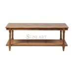 Hosten Wood And Cane Display Coffee Table For Living Room | Wooden Coffee Table for Living Room Online | Coffee Table | Solid Wood Furniture | Soni Art