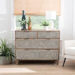 Amona Mother of Pearls 4 Drawer Solid Wood Chest of Drawer Cabinet | Wooden Chest of Drawers | Solid Wood Chest of Drawers | Mother of Pearl Furniture | Bone Inlay Furniture | Wooden Storage Furniture | Soni Art