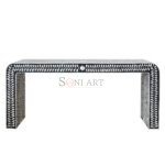 Flowery Bone Inlay Mango Wood Console Table For Living Room Size 73 x 18 x 32 | Wooden Console Table | Mango Wood Furniture | Entryway Console Table without Storage | Wooden Entryway Console | Soni Art | Bone Inlay Furniture