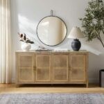 Ashley Solid Wood & Wood Cane Sideboard | Rattan sideboard | Wooden Sideboard | Wooden Storage Furniture | Soni Art