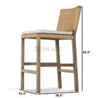 Sarve Solid Wood Rope Back Bar Stool with Performance Fabric – Soni Art - Image 6