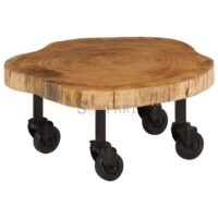 Orchard Rustic Acacia Wood Coffee Table with Wheels – Handcrafted Center Table on Castors | Soni Art | Wooden Coffee Table Online | Solid Wood Coffee Table Online | Soni Art