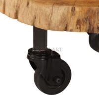 Orchard Rustic Acacia Wood Coffee Table with Wheels – Handcrafted Center Table on Castors | Soni Art - Image 8