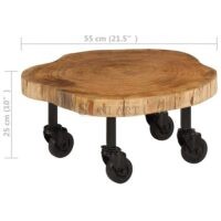 Orchard Rustic Acacia Wood Coffee Table with Wheels – Handcrafted Center Table on Castors | Soni Art - Image 3