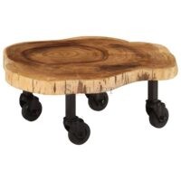 Orchard Rustic Acacia Wood Coffee Table with Wheels – Handcrafted Center Table on Castors | Soni Art - Image 6