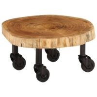 Orchard Rustic Acacia Wood Coffee Table with Wheels – Handcrafted Center Table on Castors | Soni Art - Image 5