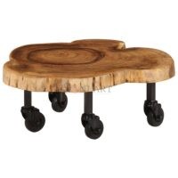 Orchard Rustic Acacia Wood Coffee Table with Wheels – Handcrafted Center Table on Castors | Soni Art - Image 2