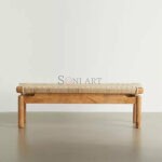 Sarve Solid Wood Rope Woven Bench For Living Room Bedroom | Buy Wooden Bedroom Bench Online | Living Room Bench | Wooden Bench Online in India | Woven Furniture | Wooden Bedroom Bench | Soni Art