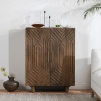 Elonghexa Wooden Carved Bar Cabinet | Buy Wooden Bar Cabinet Online | Mango Wood Bar Cabinet | Soni Art | Wooden Bar Furniture | Solid Wood Furniture Online