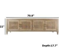 Ashley Solid Wood and Rattan Media Console Table - Image 3